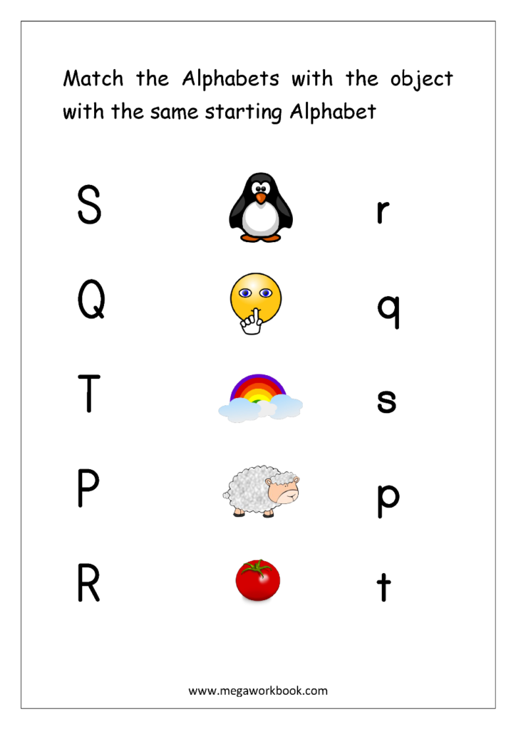 Free English Worksheets   Alphabet Matching   Megaworkbook Throughout Alphabet Matching Worksheets For Kindergarten Pdf
