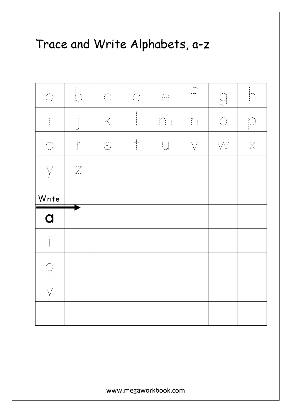 Free English Worksheets - Alphabet Writing (Small Letters throughout Letter J Tracing Page