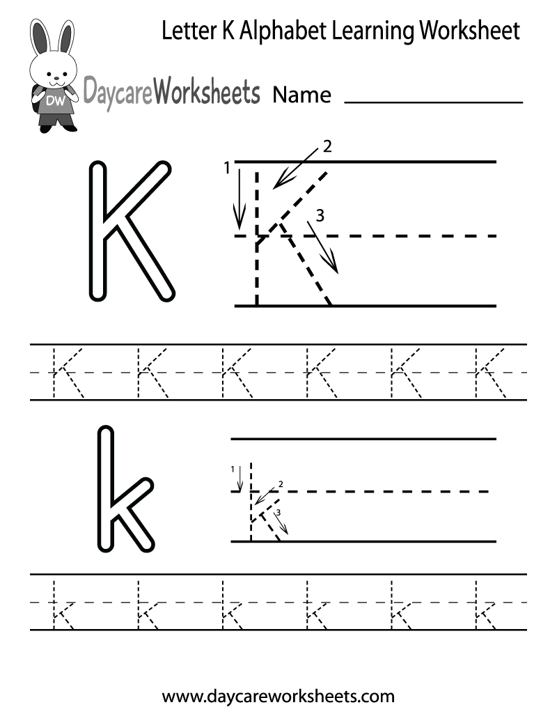 Free Letter K Alphabet Learning Worksheet For Preschool intended for Letter K Worksheets For Prek