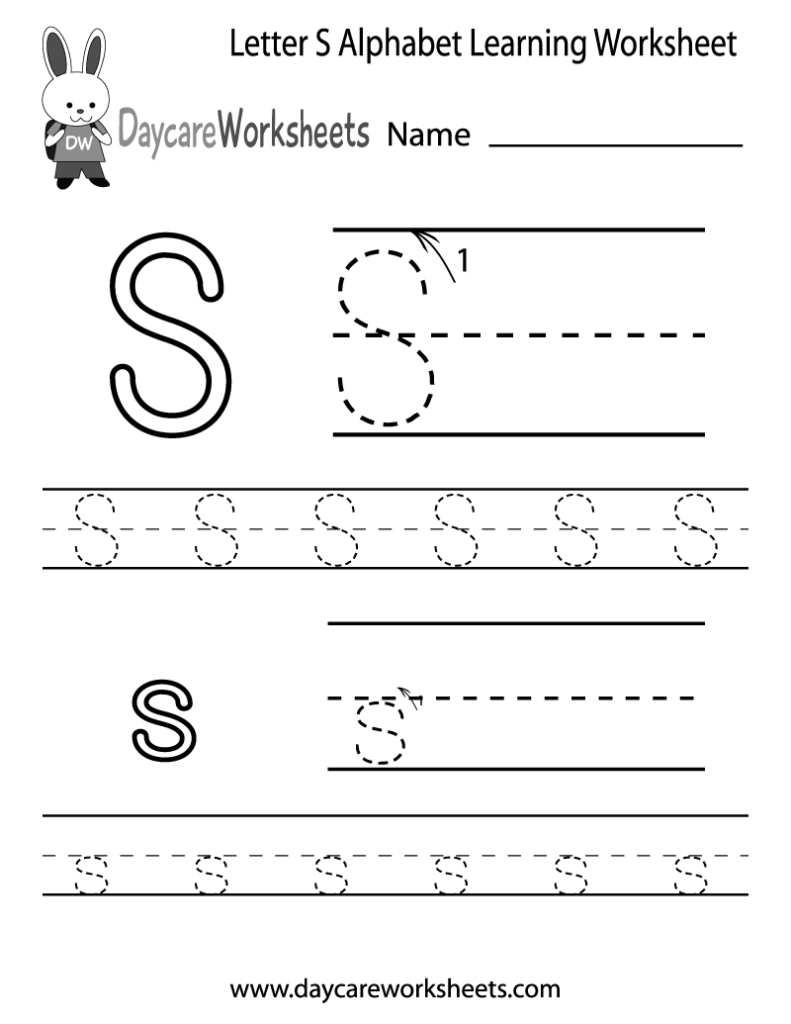 Free Letter S Alphabet Learning Worksheet For Preschool With Regard To Alphabet S Tracing