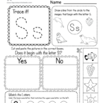 Free Letter S Phonics Worksheet For Preschool   Beginning Sounds With Letter F Worksheets Cut And Paste