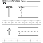 Free Letter T Alphabet Learning Worksheet For Preschool Pertaining To Letter T Tracing Printable