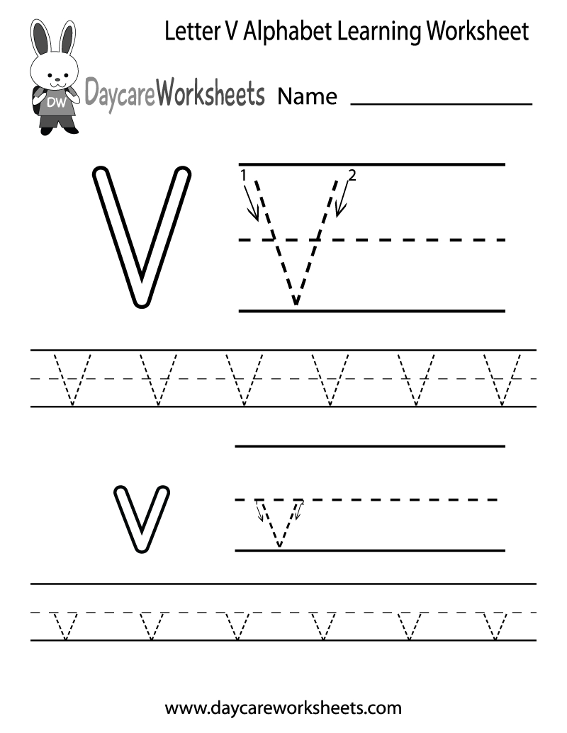 Free Letter V Alphabet Learning Worksheet For Preschool with Letter V Tracing Preschool