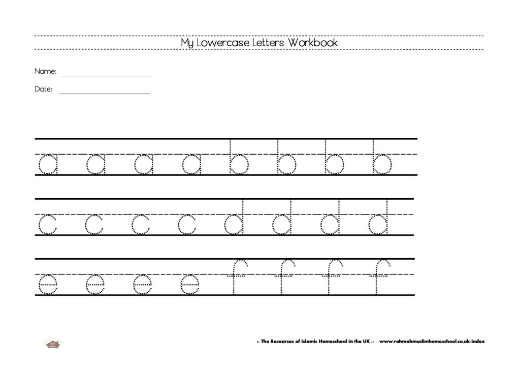 Free Lowercase Letters Worksheets | The Resources Of Islamic Inside Name Tracing Worksheets Uk