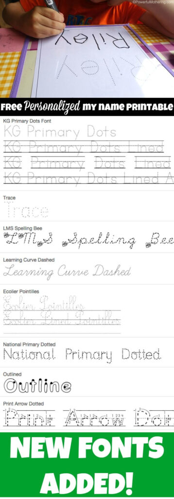 Free Name Tracing Worksheet Printable + Font Choices In Name Tracing Learning