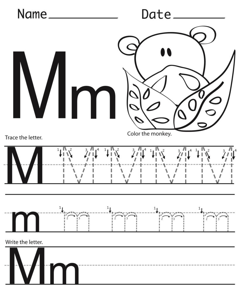 Free Preschool Worksheets Letter M   Clover Hatunisi Throughout Letter M Worksheets Free