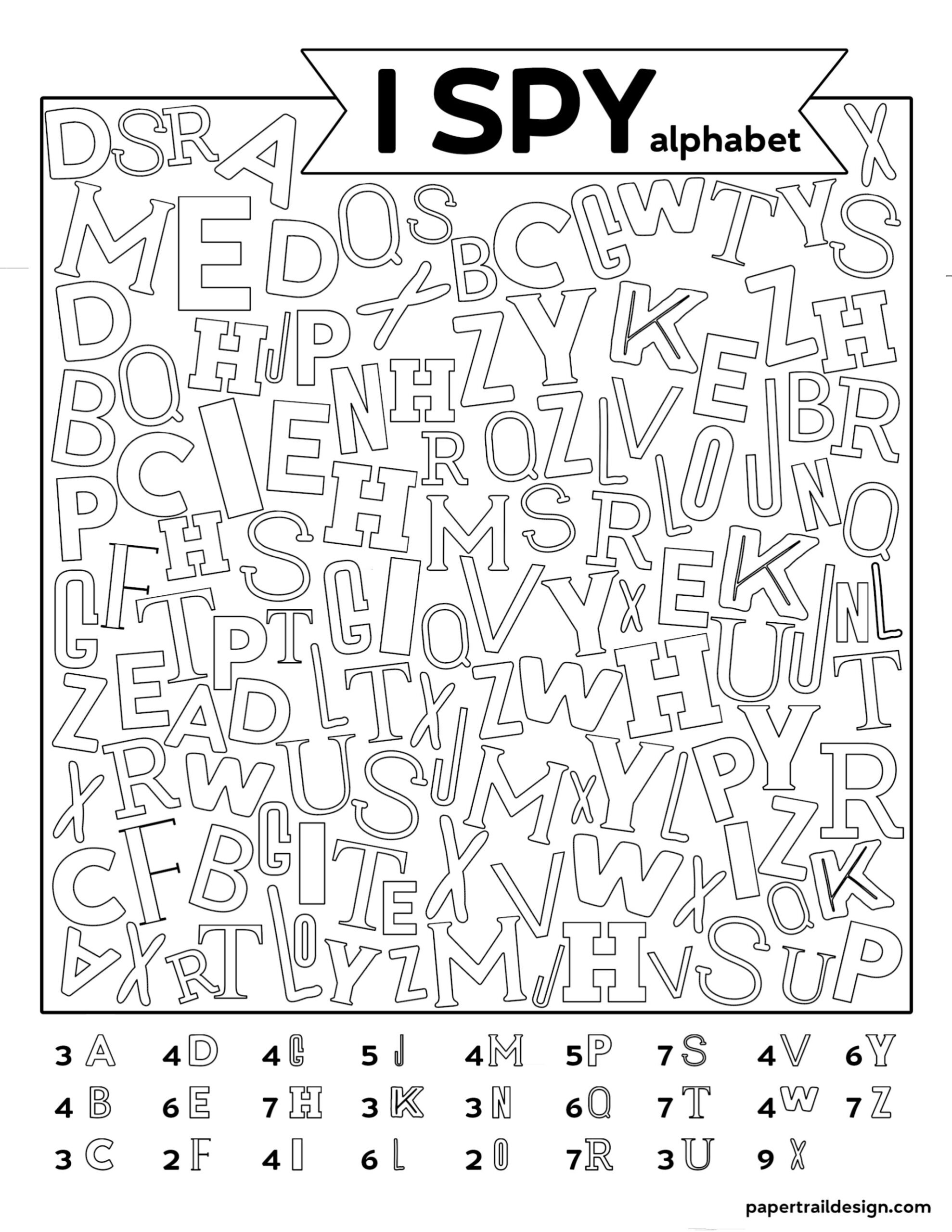 Free Printable Alphabet I Spy Game - Paper Trail Design for I Spy Alphabet Worksheets