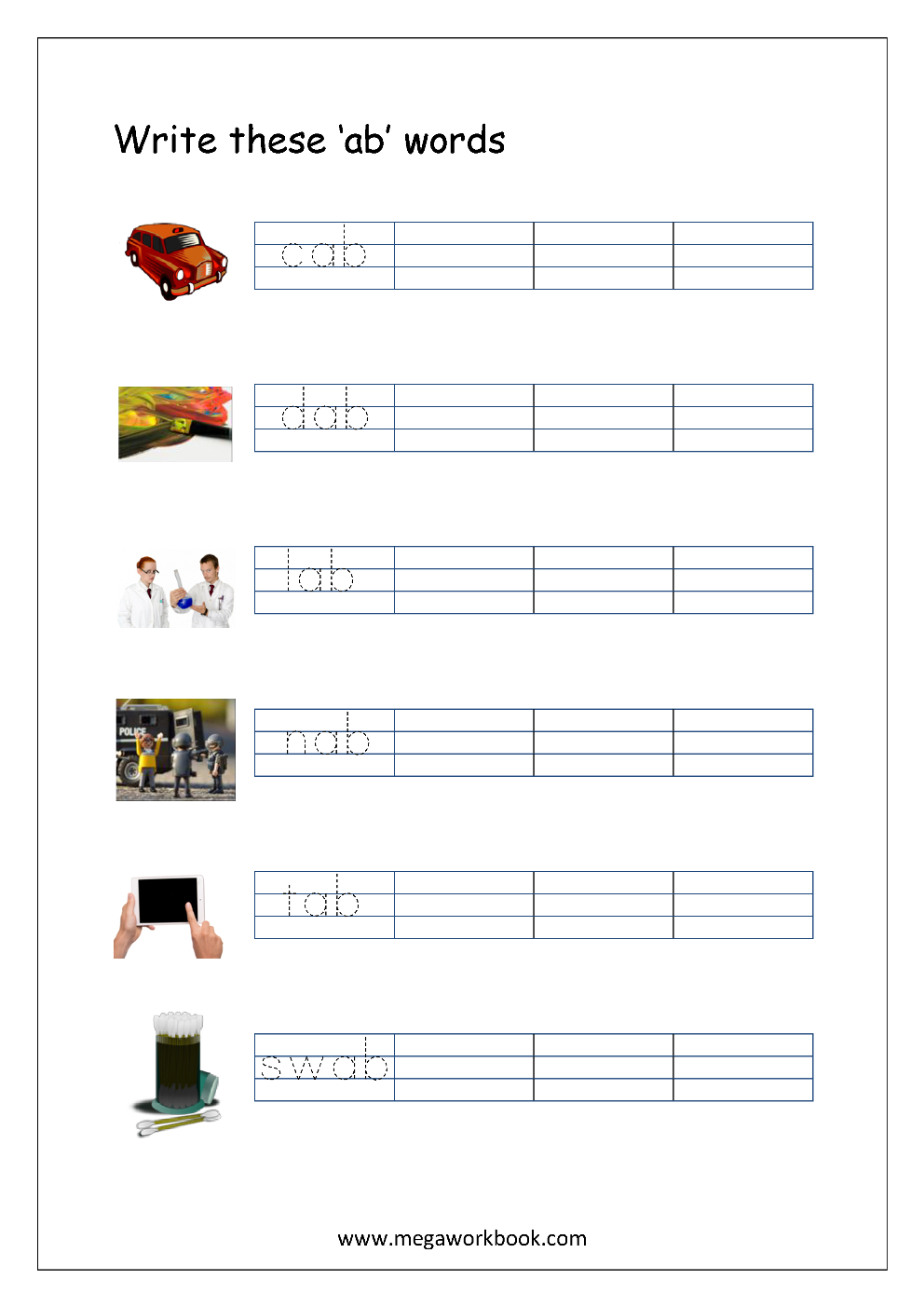 Free Printable Cvc Words Writing Worksheets For Kids - Three with 3 Letter Worksheets
