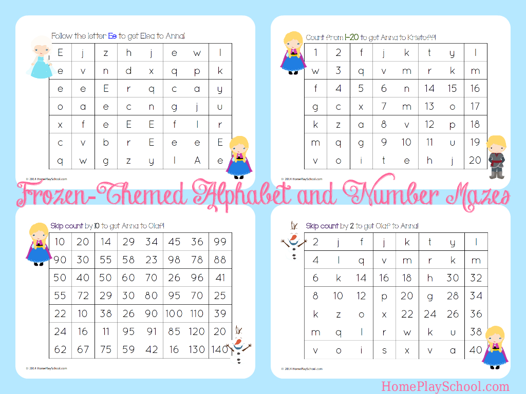 Free Printable: Frozen-Themed Alphabet And Number Mazes in Alphabet Worksheets Maze