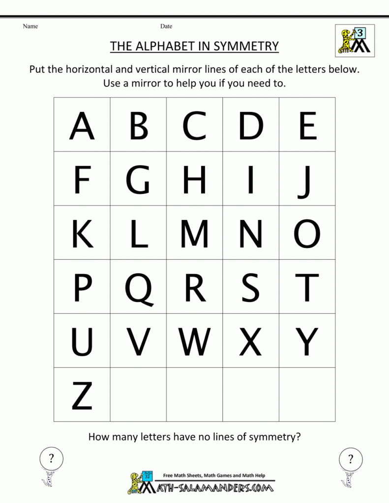 Free Printable Geometry Worksheets 3Rd Grade Within Alphabet Knowledge Worksheets