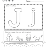 Free Printable Letter J Coloring Worksheet For Kindergarten Within Letter J Worksheets Printable
