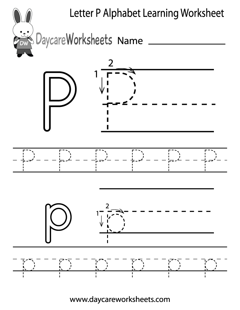 Free Printable Letter P Alphabet Learning Worksheet For within Alphabet Worksheets For Preschool