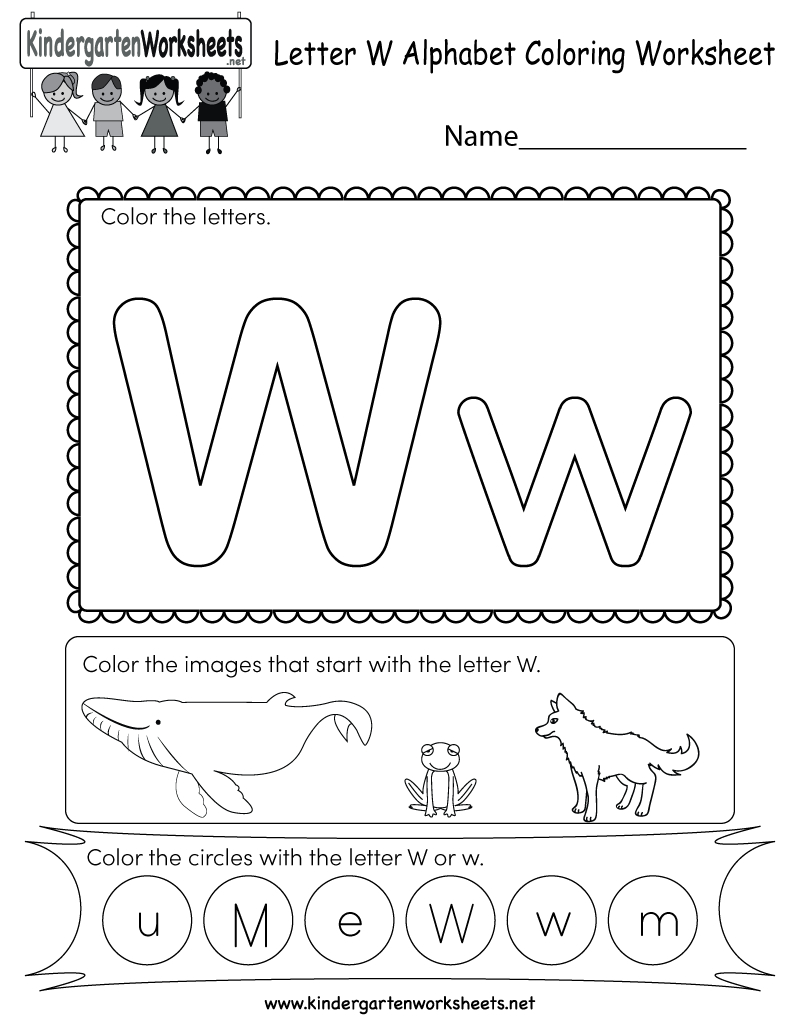 Free Printable Letter W Coloring Worksheet For Kindergarten pertaining to Letter W Worksheets Printable