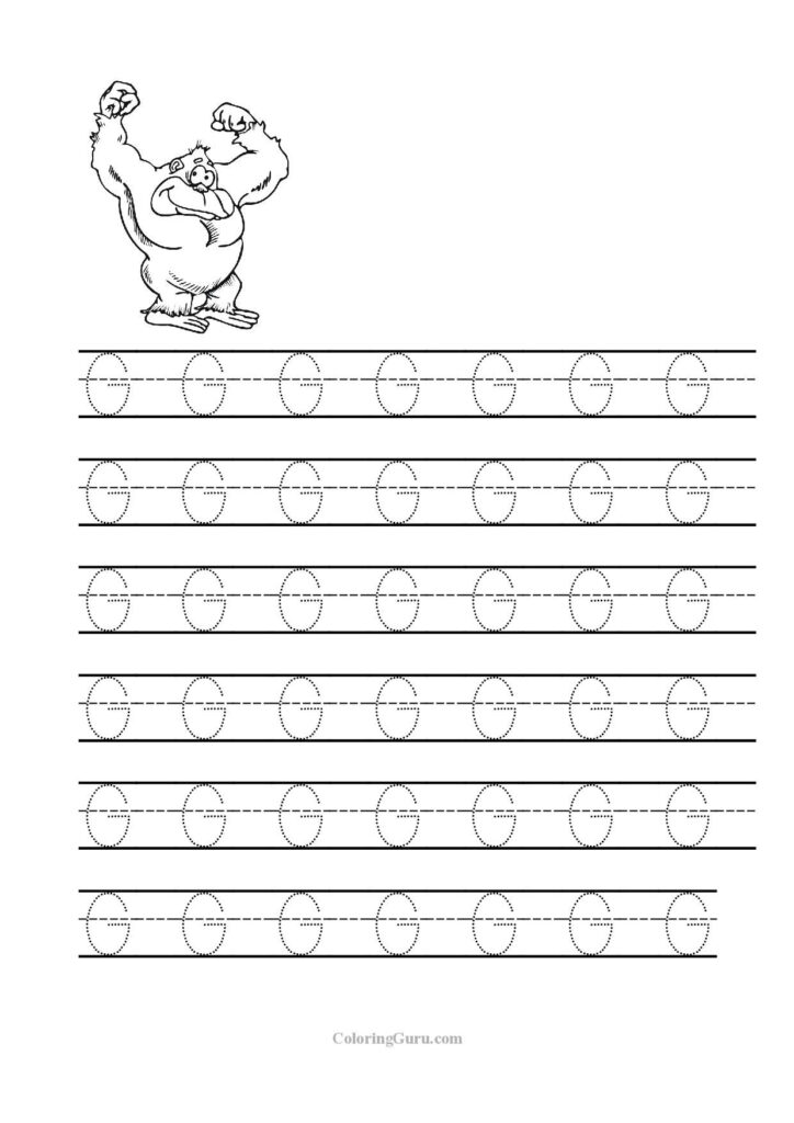 Free Printable Tracing Letter G Worksheets For Preschool Inside Letter G Tracing Preschool