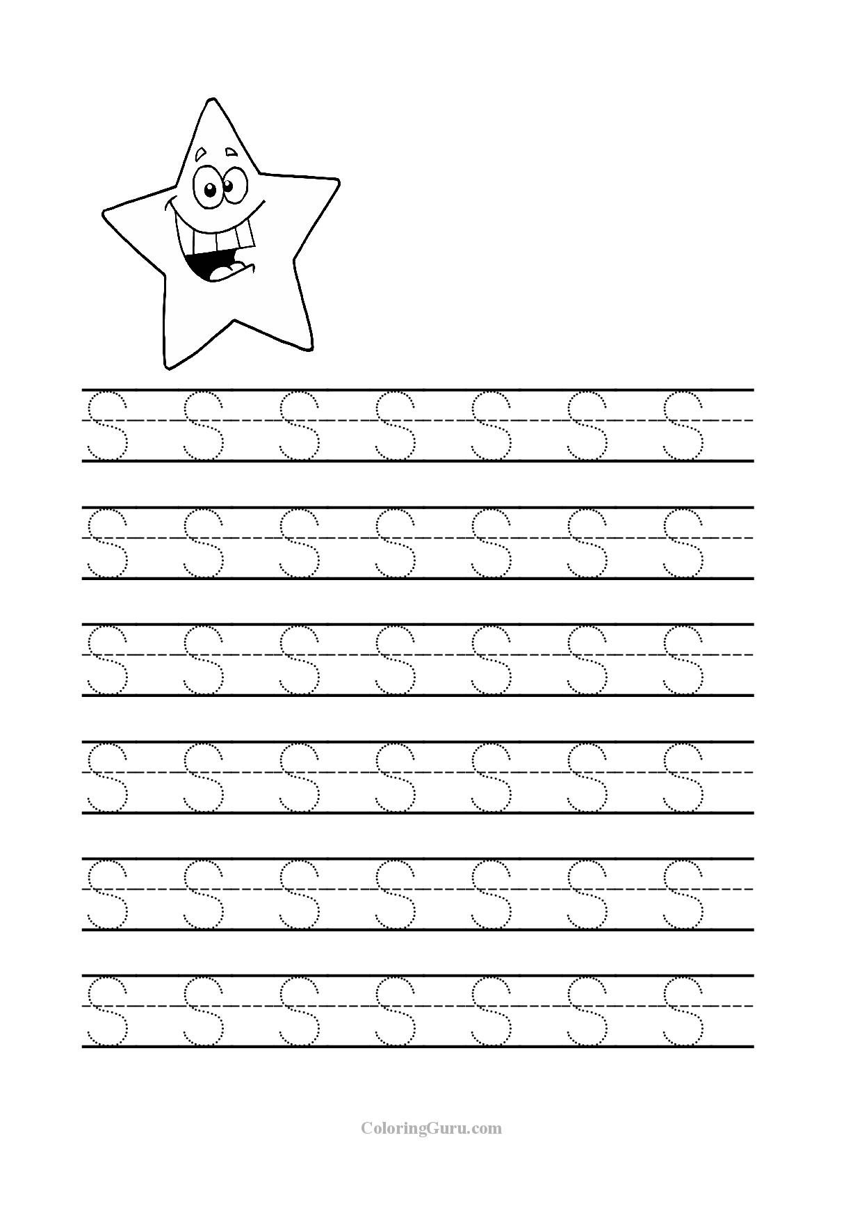 Free Printable Tracing Letter S Worksheets For Preschool inside Alphabet S Tracing
