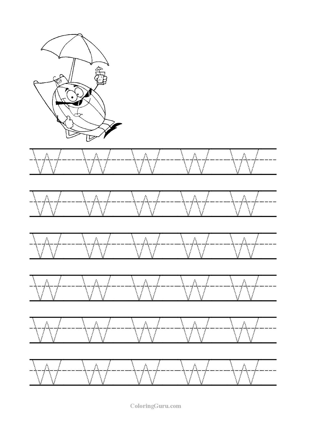 Free Printable Tracing Letter W Worksheets For Preschool for Letter W Worksheets Printable