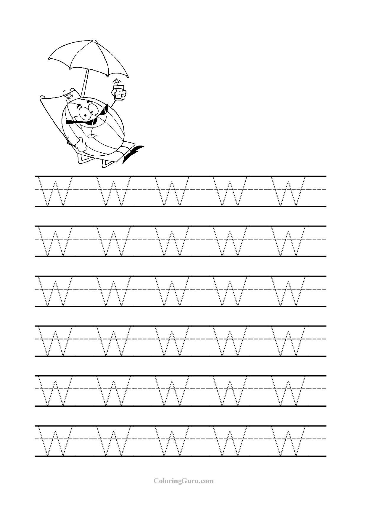 Free Printable Tracing Letter W Worksheets For Preschool with regard to Letter W Tracing Printable