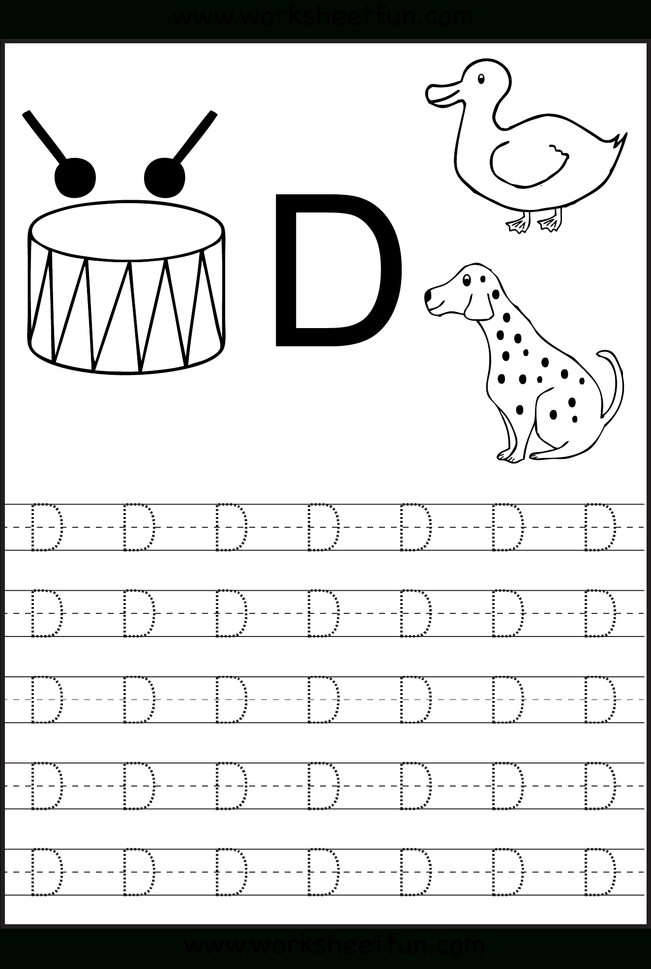 Free Printable Worksheets - Contents | Alphabet Tracing in Alphabet D Tracing Sheet