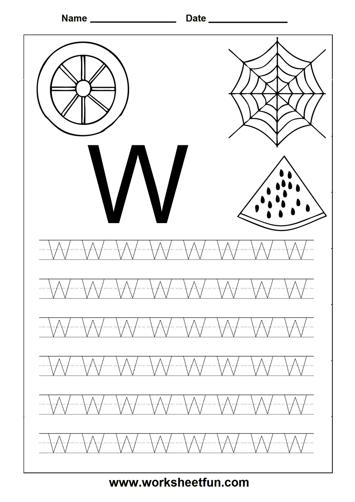 Letter W Tracing Sheet AlphabetWorksheetsFree