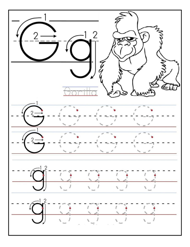 Free Traceable Alphabet Worksheets Gorilla | Alphabet With Letter G Worksheets Twisty Noodle