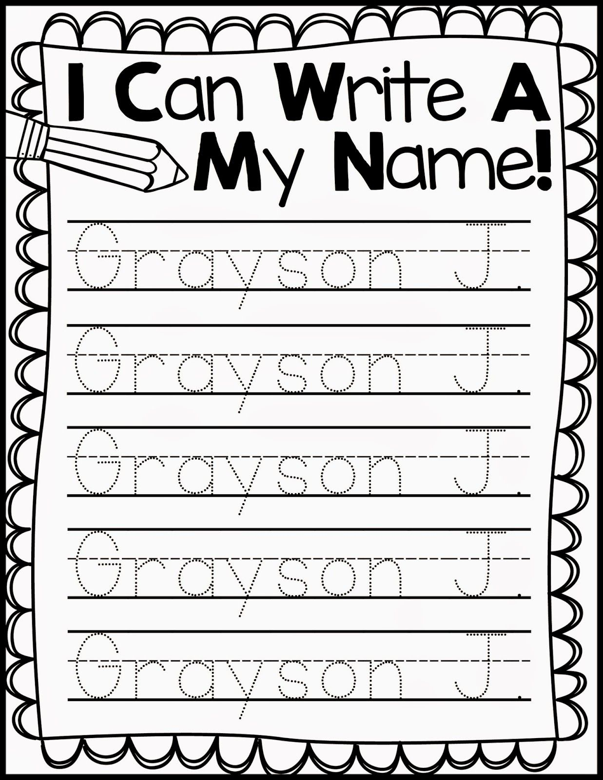 Freebie Friday* Name Handwriting Practice (With Images with Name Tracing Practice Editable