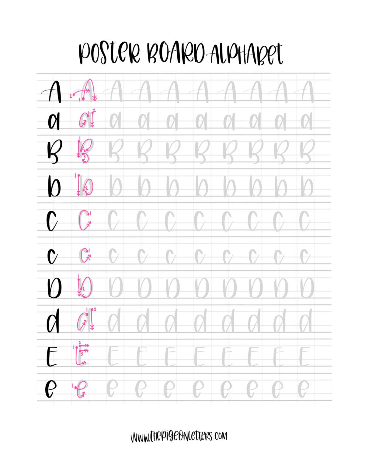 Hand Lettering Practice Sheets | Posterboard Print Alphabet for Alphabet Worksheets Brush Lettering