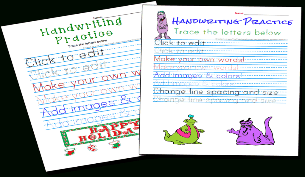 Handwriting Practice And Copywork Worksheets Maker Throughout Name Tracing Maker