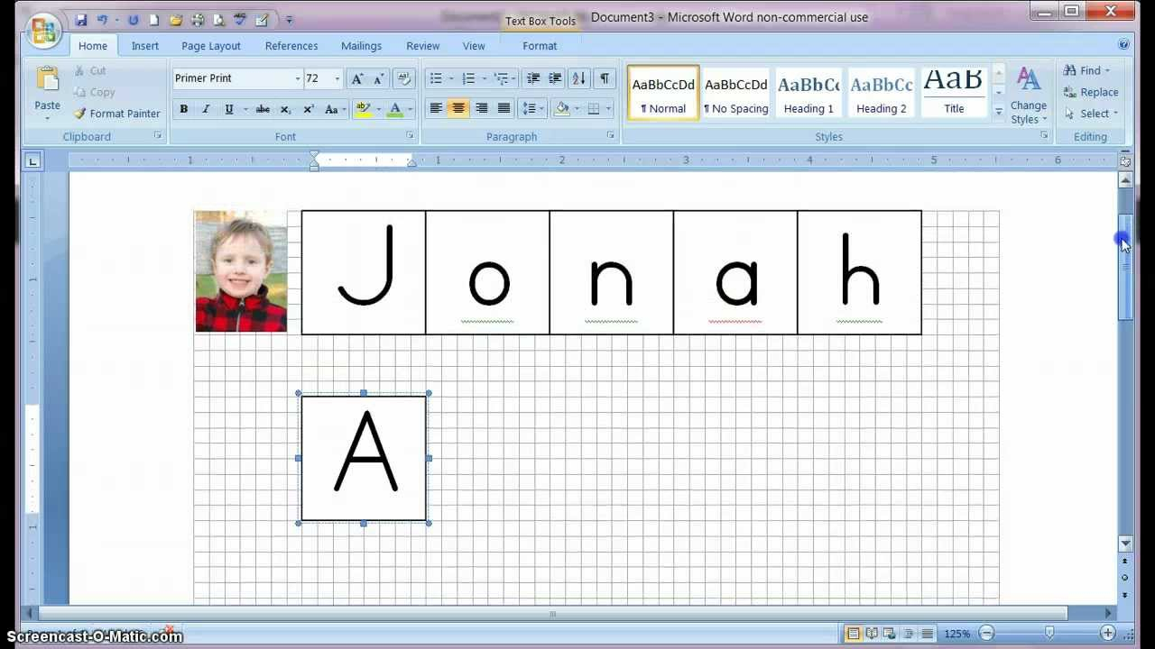 How To Make A Letter Tile Printable Using Microsoft Word throughout Create A Tracing Name