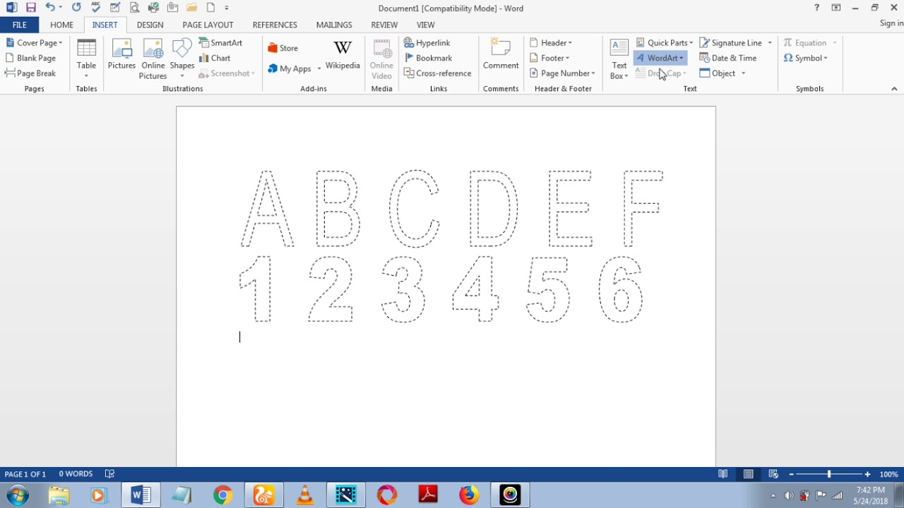 How To Make Dashed Letters And Number Tracing In Microsoft pertaining to Tracing Name On Dotted Lines