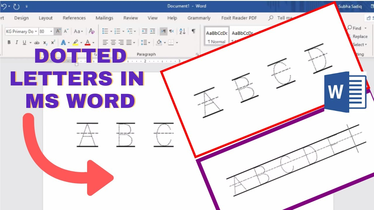 How To Make Tracing Letters In Microsoft Word | Dotted Letters In Ms Word regarding Name Tracing With Blue Red Blue Lines