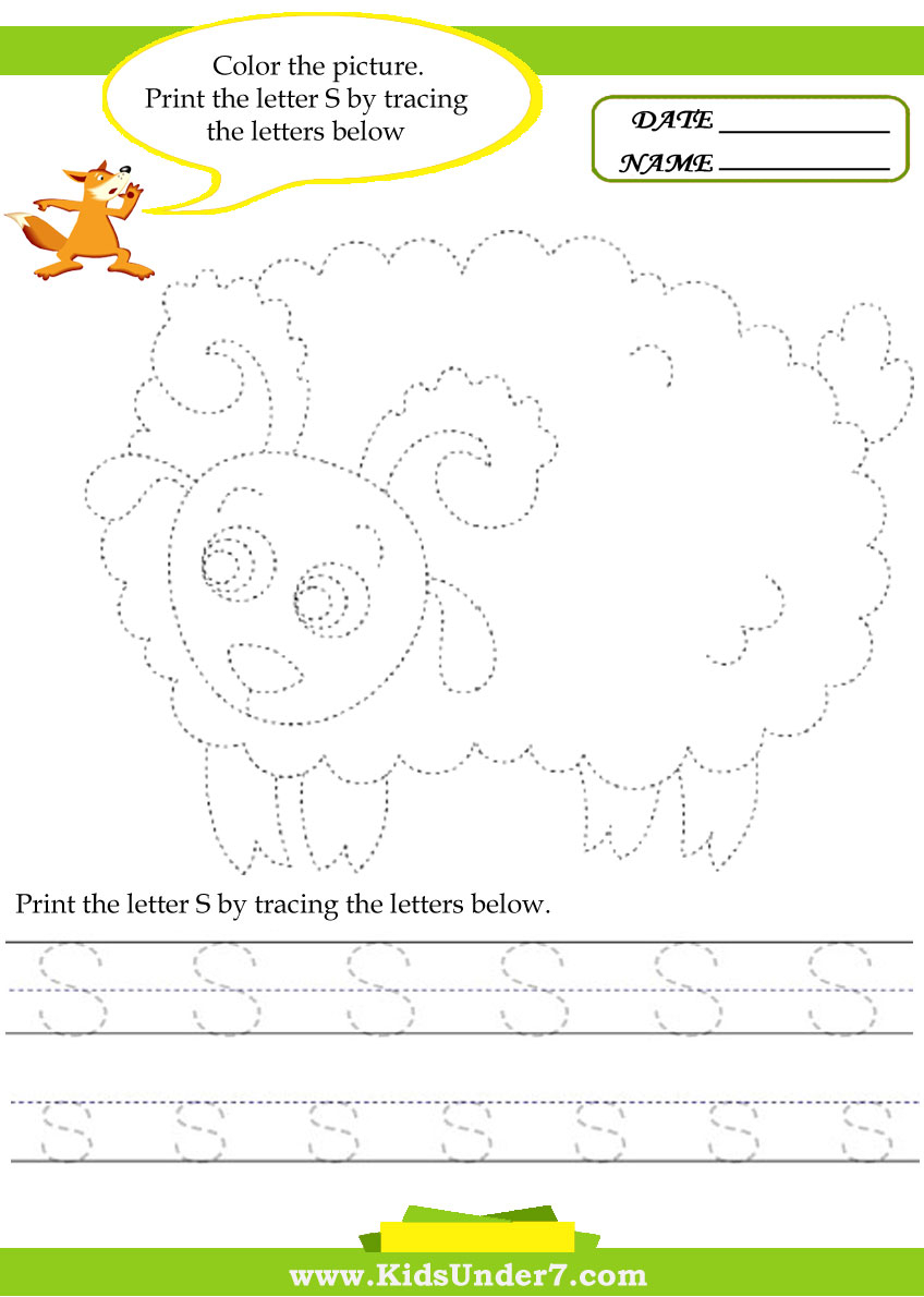 Kids Under 7: Alphabet Worksheets.trace And Print Letter S inside Alphabet Worksheets 4 Lines