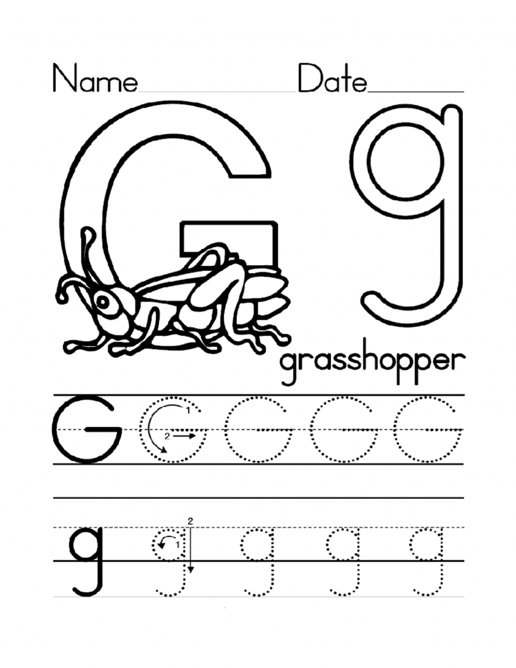Kidzone Letter Worksheets Trace G Activity Shelter S W inside Kidzone Name Tracing