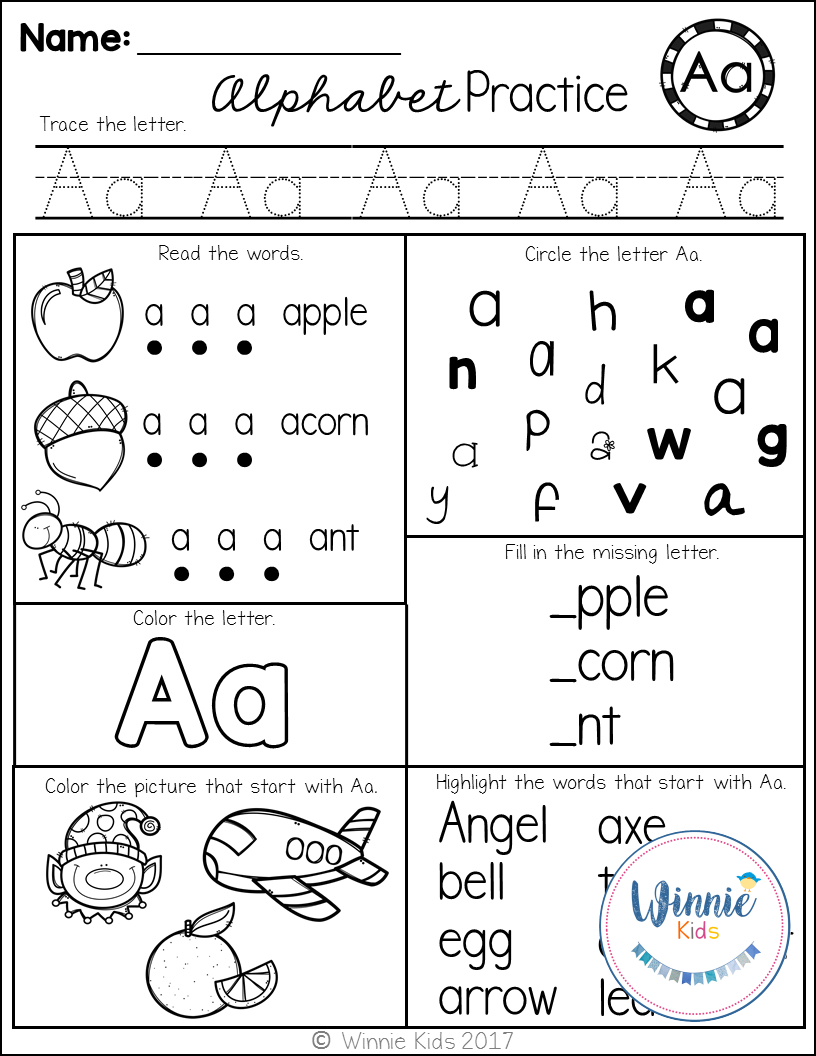 Kindergarten Alphabet Practice | Kindergarten Alphabet with Alphabet Recognition Worksheets