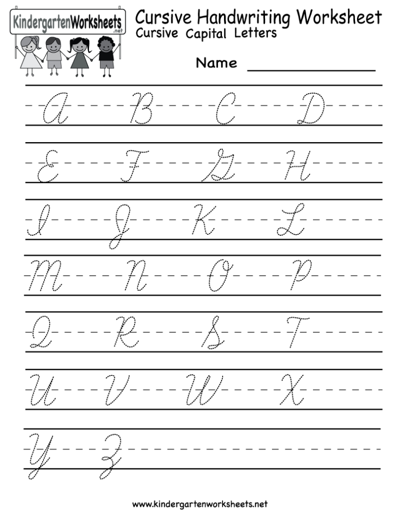 Kindergarten Cursive Handwriting Worksheet Printable K5 In Regarding Alphabet Worksheets Cursive