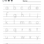 Kindergarten Dash Trace Handwriting Worksheet Printable Pertaining To Handwriting Name Tracing Sheets