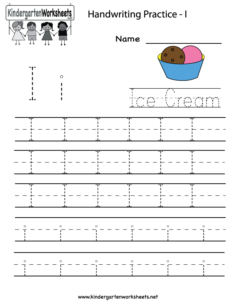 Kindergarten Letter I Writing Practice Worksheet Printable regarding Letter U Tracing Worksheet Free