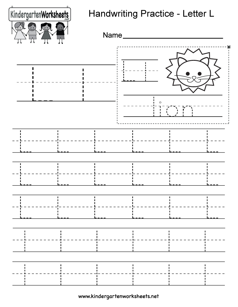 Kindergarten Letter L Writing Practice Worksheet. This throughout Letter L Tracing Sheet