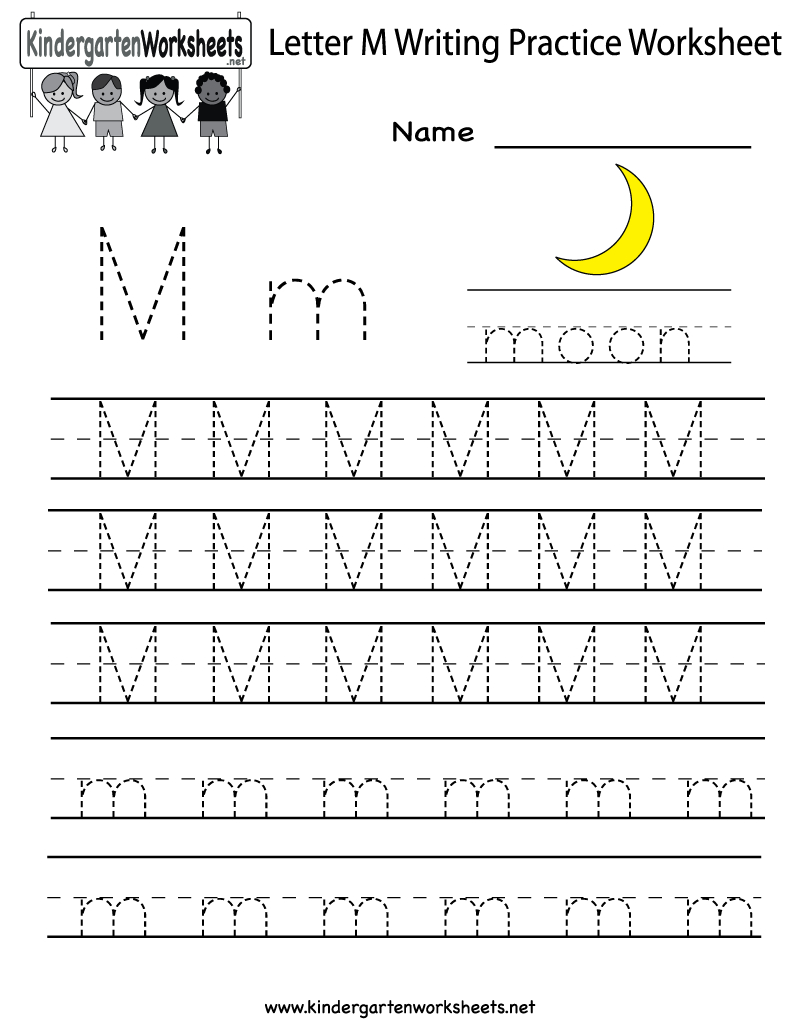 Kindergarten Letter M Writing Practice Worksheet Printable for Letter M Worksheets For Kindergarten