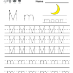 Kindergarten Letter M Writing Practice Worksheet Printable Pertaining To Letter M Tracing Sheets