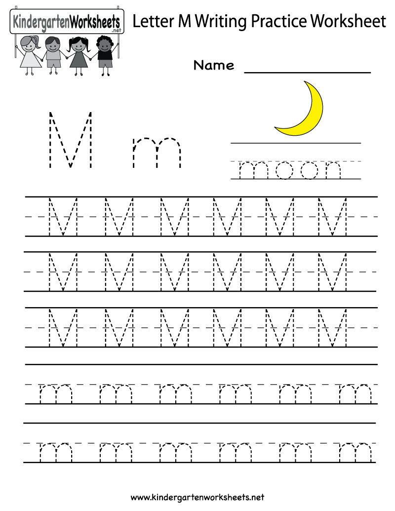 Kindergarten Letter M Writing Practice Worksheet Printable pertaining to Letter M Tracing Sheets