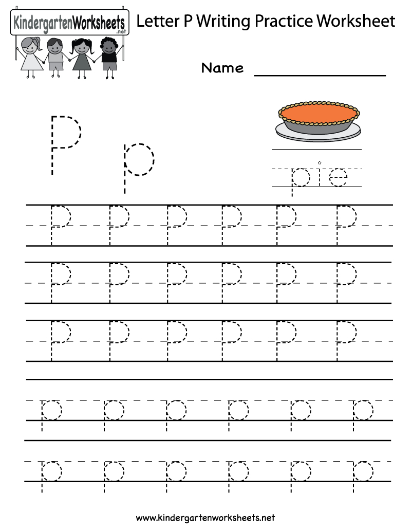 Kindergarten Letter P Writing Practice Worksheet Printable inside Letter P Tracing Printable
