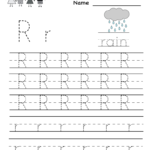 Kindergarten Letter R Writing Practice Worksheet Printable Pertaining To Alphabet Worksheets Grade R