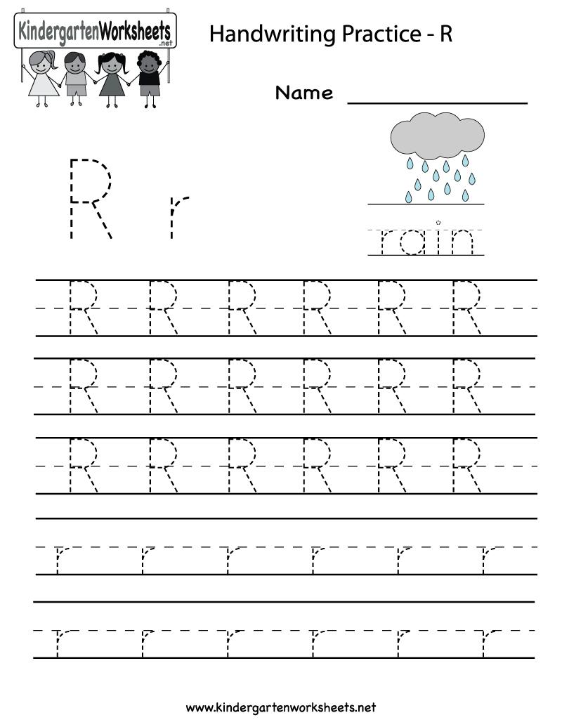 Kindergarten Letter R Writing Practice Worksheet Printable within Grade R Alphabet Worksheets