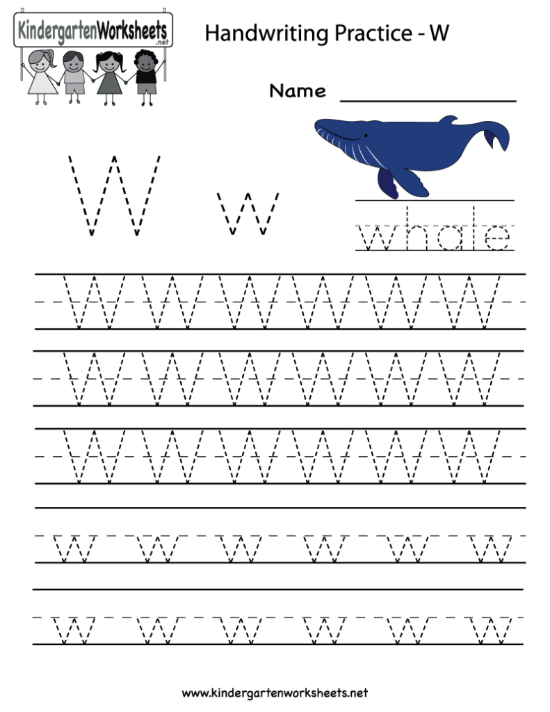 Kindergarten Letter W Writing Practice Worksheet Printable Regarding Letter W Tracing Page