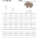 Kindergarten Letter Y Writing Practice Worksheet Printable In Letter Y Tracing Sheet