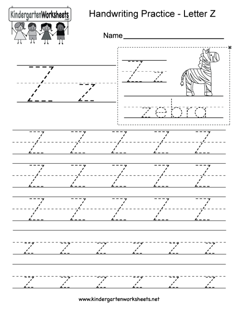 Kindergarten Letter Z Writing Practice Worksheet Printable With Letter Z Worksheets Free Printable