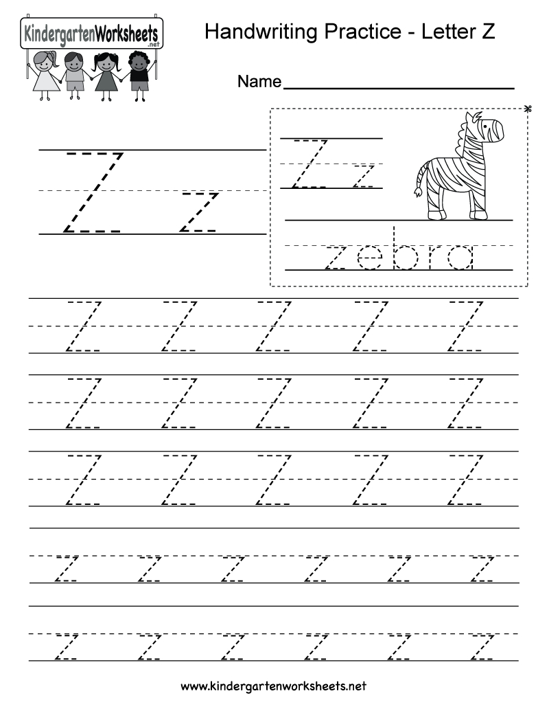 Kindergarten Letter Z Writing Practice Worksheet Printable with Letter Z Worksheets Printable