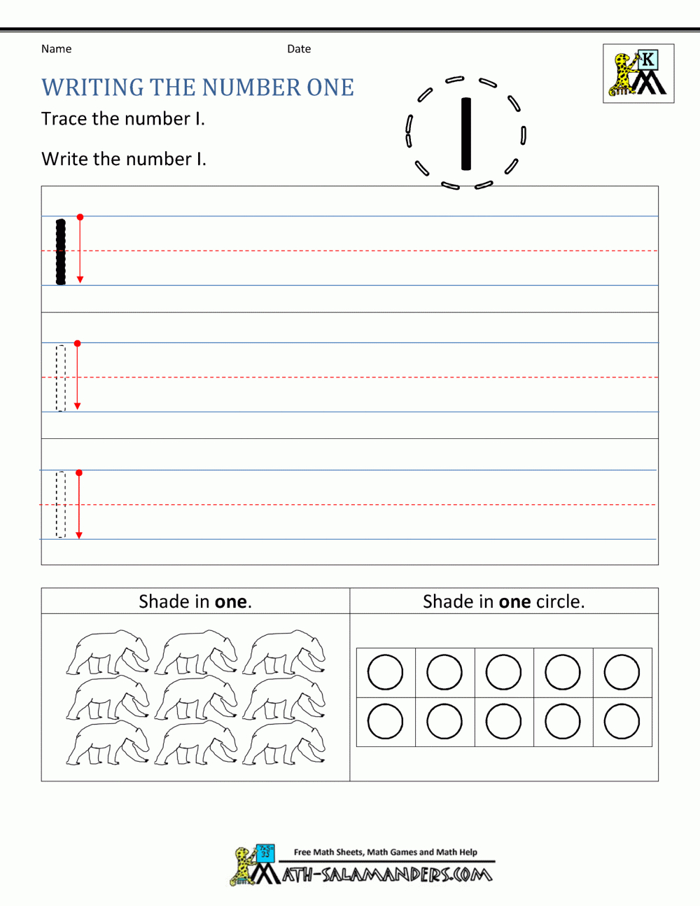 Kindergarten Printable Worksheets - Writing Numbers To 10 intended for Name Tracing Guide