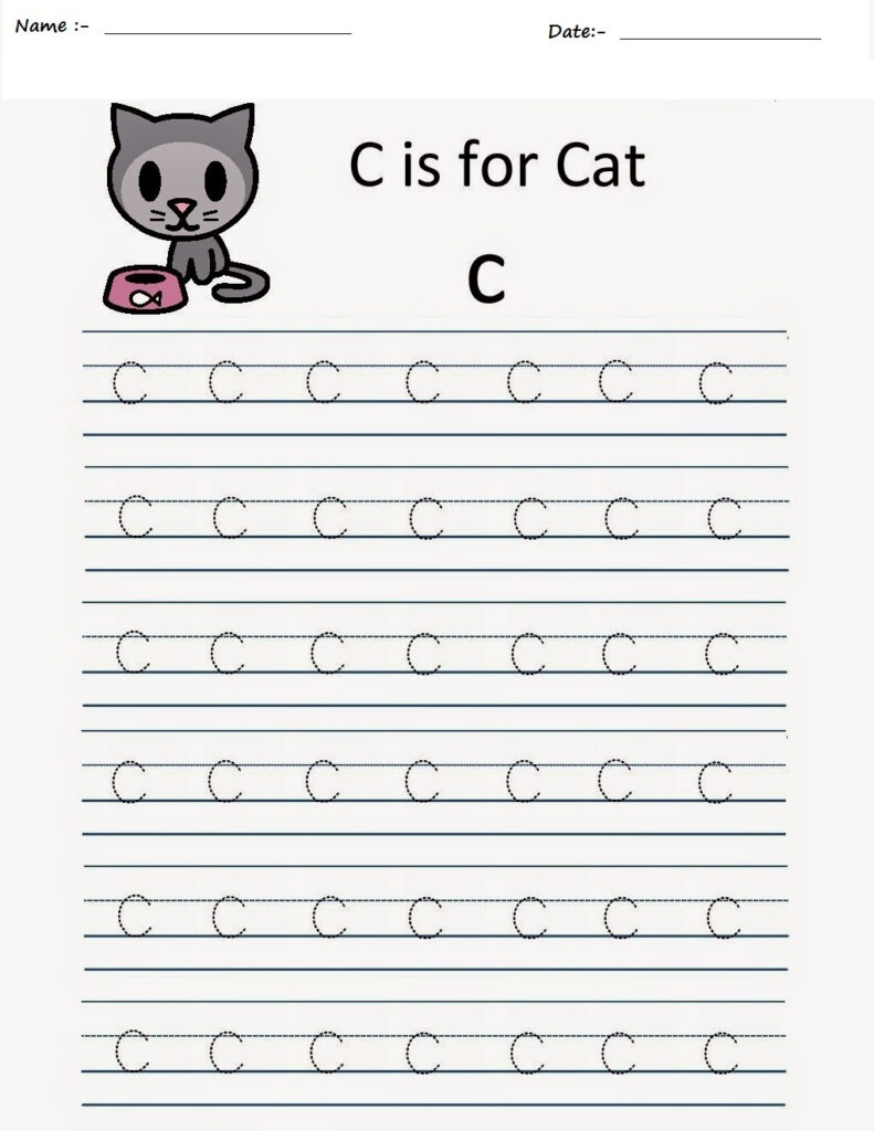 Kindergarten Worksheets: Alphabet Tracing Worksheets   C In C Letter Worksheets