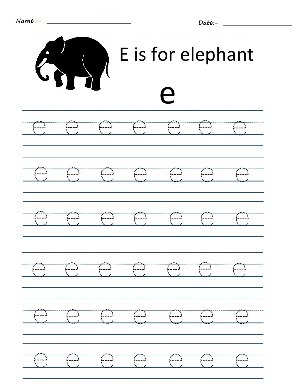 Alphabet E Tracing Worksheets | AlphabetWorksheetsFree.com